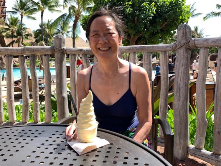 Guest Photo from Fong's: Guest with dessert at Aulani resort