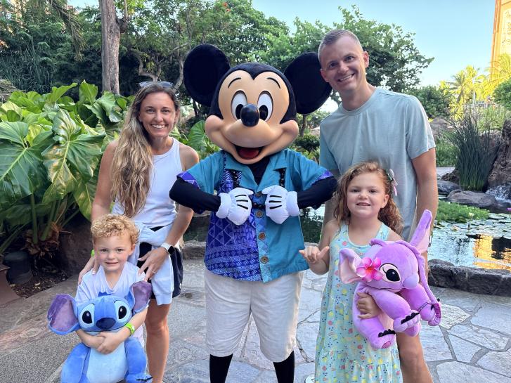 Guest Photo from The Marriott's: Guests with Mickey Mouse at Disney's Aulani Resort