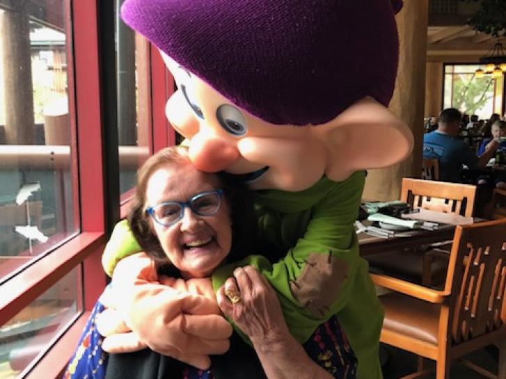 Guest Photo from Lorilee Alexandra Glenat: Guest with Dopey at Story Book Dining at Artist Point at Disney's Wilderness Lodge